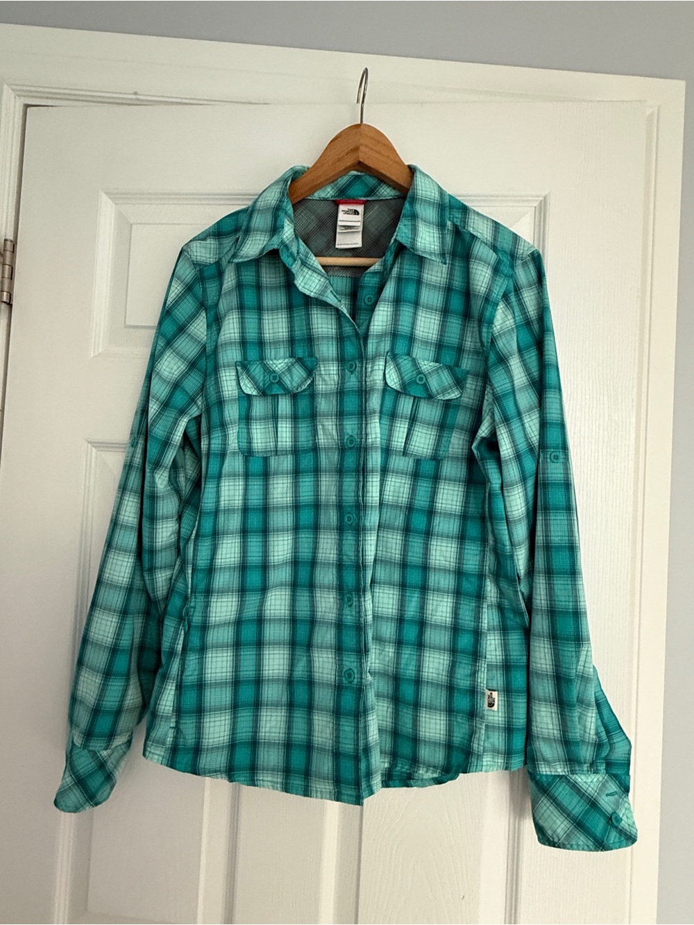 The North Face Plaid Teal Button-Down Shirt